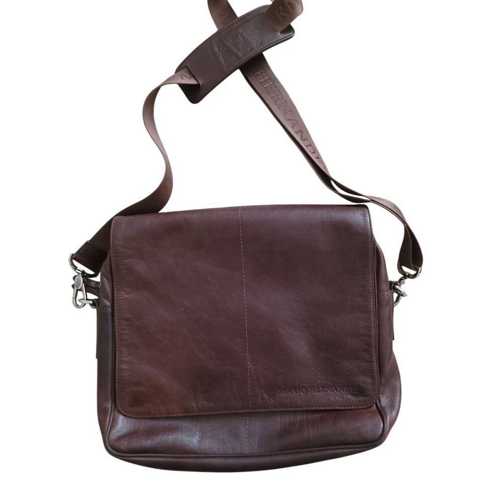 Mario Hernandez Brown Leather Messenger Crossbody Bag Handmade In Colombia - Picture 2 of 14